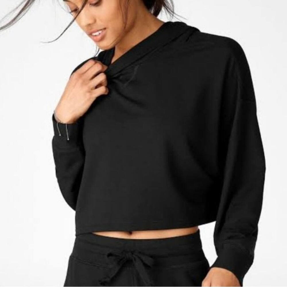Fabletics Brisa Cropped Pullover Sweatshirt Black Size‎ 2X NWT